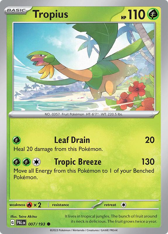 Tropius Pokemon card from SV02: Paldea Evolved