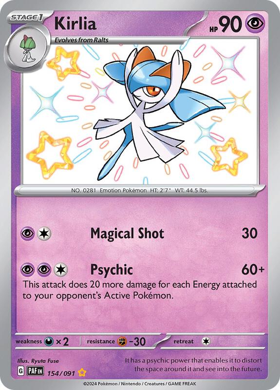 Kirlia Pokemon card from SV: Paldean Fates