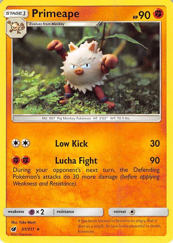 Primeape Pokemon card from SM - Crimson Invasion