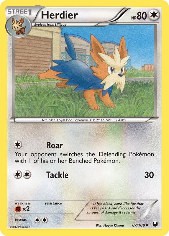 Herdier Pokemon card from Dark Explorers