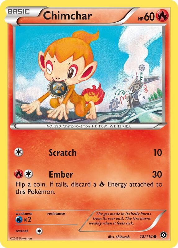 Chimchar Pokemon card from XY - Steam Siege