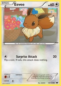 Eevee Pokemon card from Dark Explorers