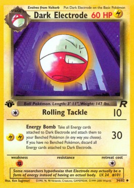 Dark Electrode Pokemon card from Team Rocket