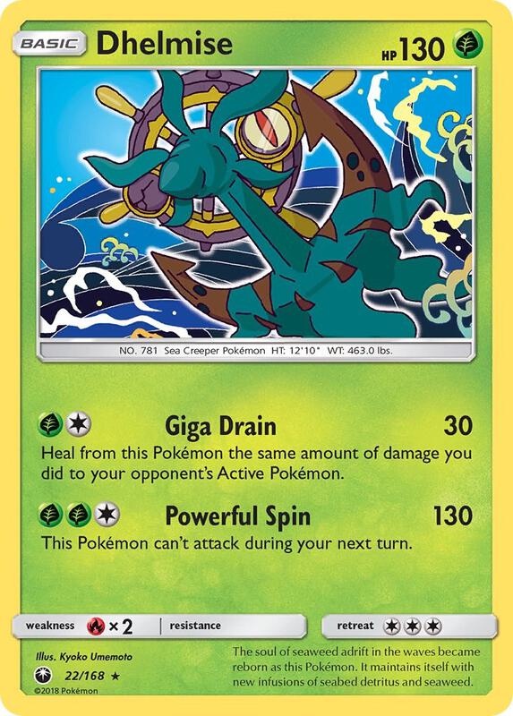 Dhelmise Pokemon card from SM - Celestial Storm