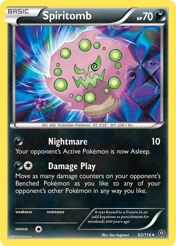 Spiritomb Pokemon card from XY - Steam Siege