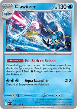 Clawitzer Pokemon card from Mega Evolution
