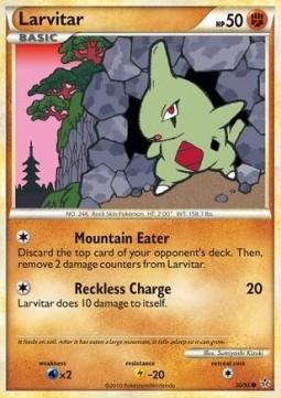 Larvitar Pokemon card from Unleashed
