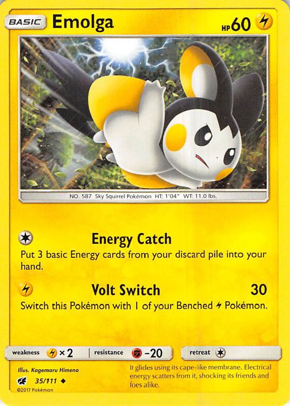 Emolga Pokemon card from SM - Crimson Invasion