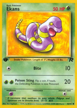 Ekans Pokemon card from Team Rocket