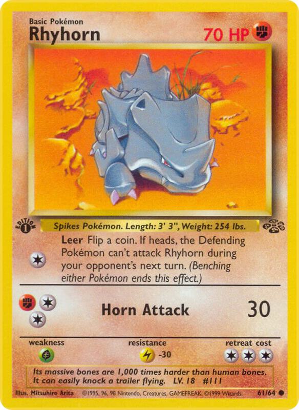 Rhyhorn Pokemon card from Jungle