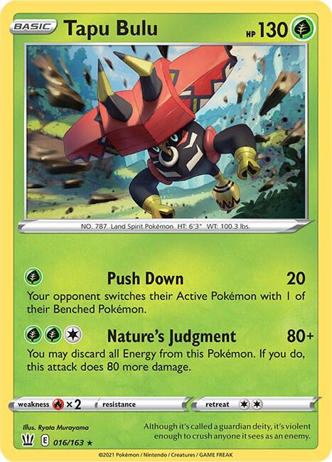 Tapu Bulu Pokemon card from SWSH05: Battle