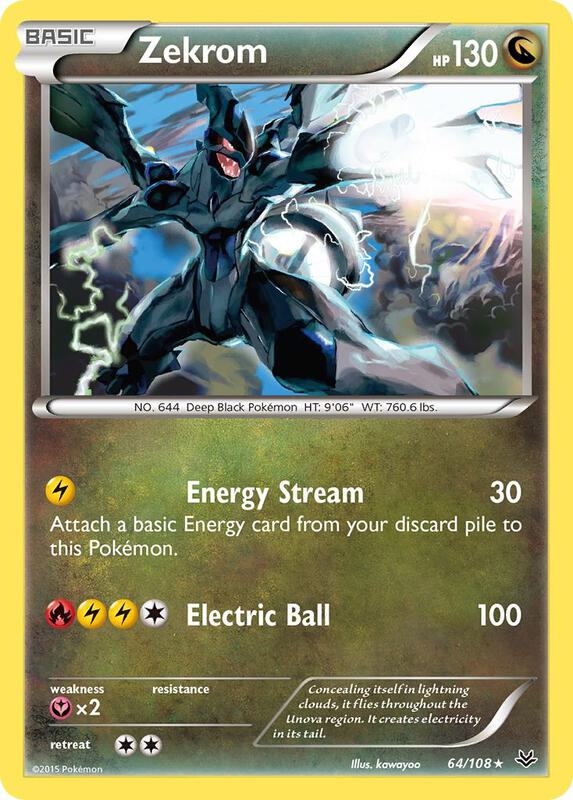 Zekrom Pokemon card from XY - Roaring Skies