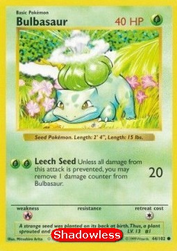 Bulbasaur Pokemon card from Base Set