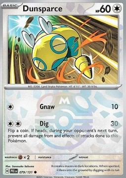 Dunsparce Pokemon card from Prismatic Evolutions Additionals