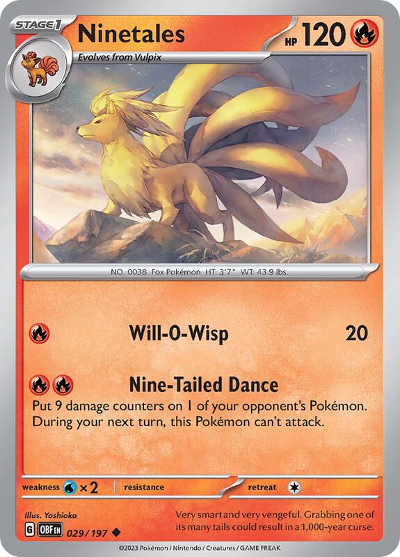 Ninetales Pokemon card from SV03: Obsidian Flames
