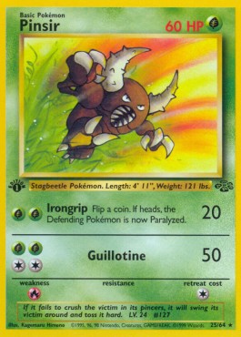 Pinsir Pokemon card from Jungle