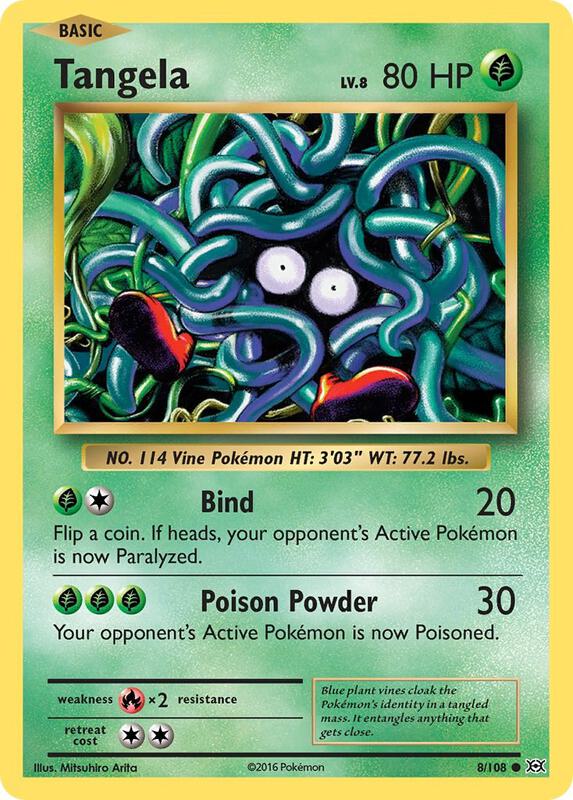 Tangela Pokemon card from XY - Evolutions
