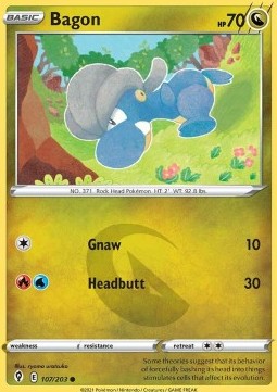 Bagon Pokemon card from Evolving Skies