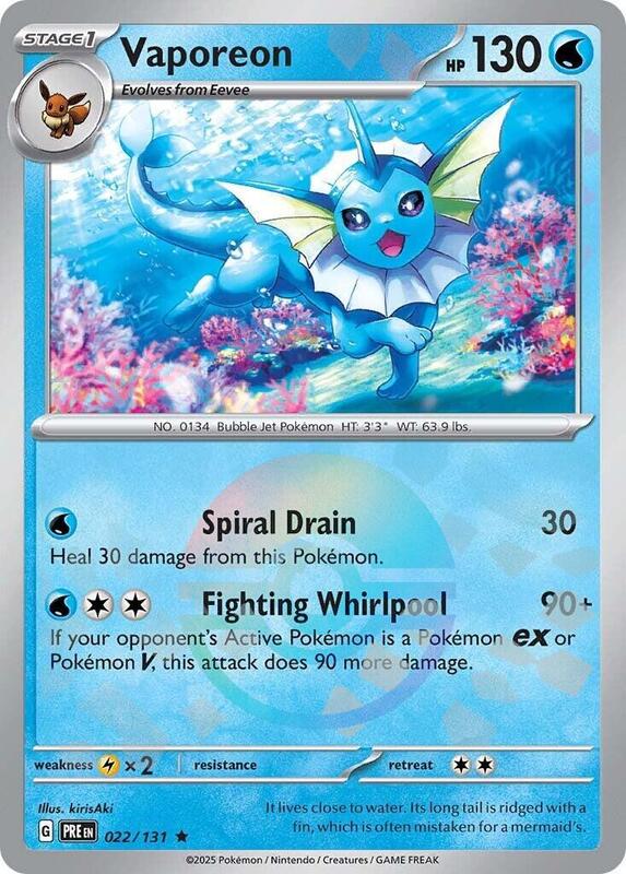 Vaporeon (Poke Ball Pattern) Pokemon card from SV: Prismatic Evolutions