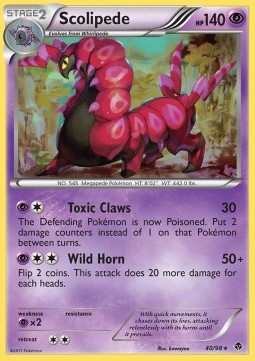 Scolipede Pokemon card from Emerging Powers