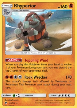 Rhyperior Pokemon card from Burning Shadows