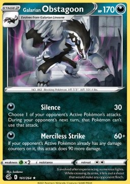 Galarian Obstagoon Pokemon card from Fusion Strike