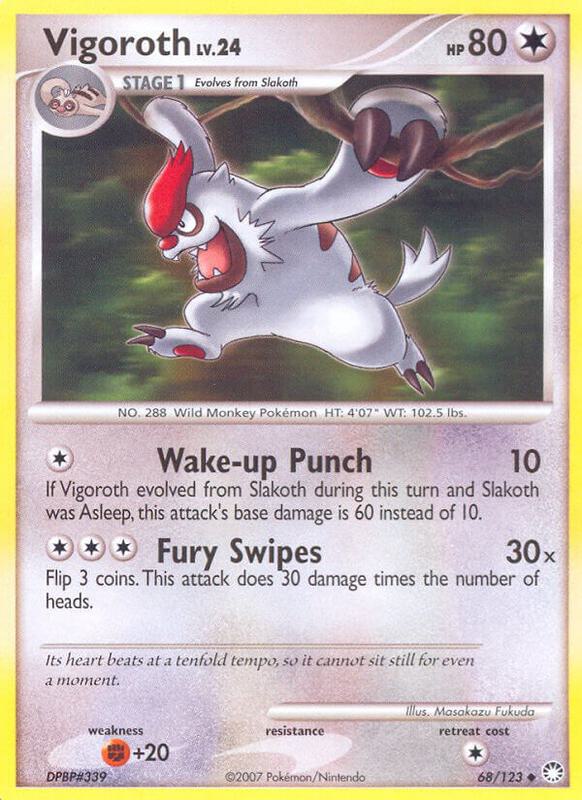 Vigoroth Pokemon card from Mysterious Treasures
