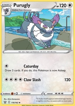 Purugly Pokemon card from Battle Styles