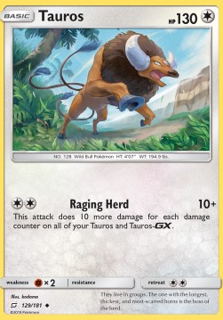 Tauros Pokemon card from Team Up