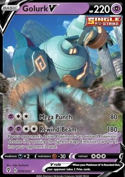 Golurk V Pokemon card from Evolving Skies