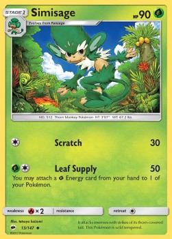 Simisage Pokemon card from Burning Shadows