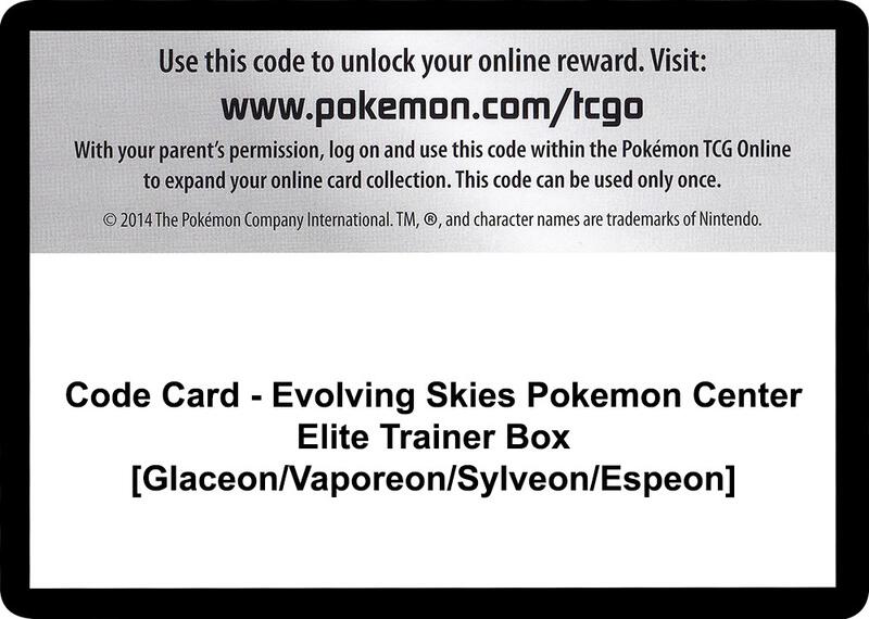 Code Card - Evolving Skies Pokemon Center Elite Trainer Box [Glaceon/Vaporeon/Sylveon/Espeon]