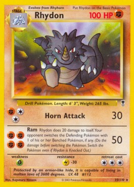 Rhydon Pokemon card from Legendary Collection