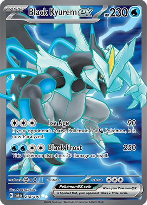 Black Kyurem ex Pokemon card from SV08: Surging Sparks