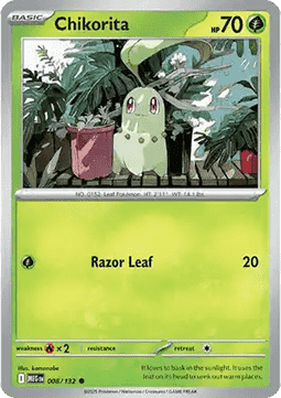 Chikorita Pokemon card from Mega Evolution