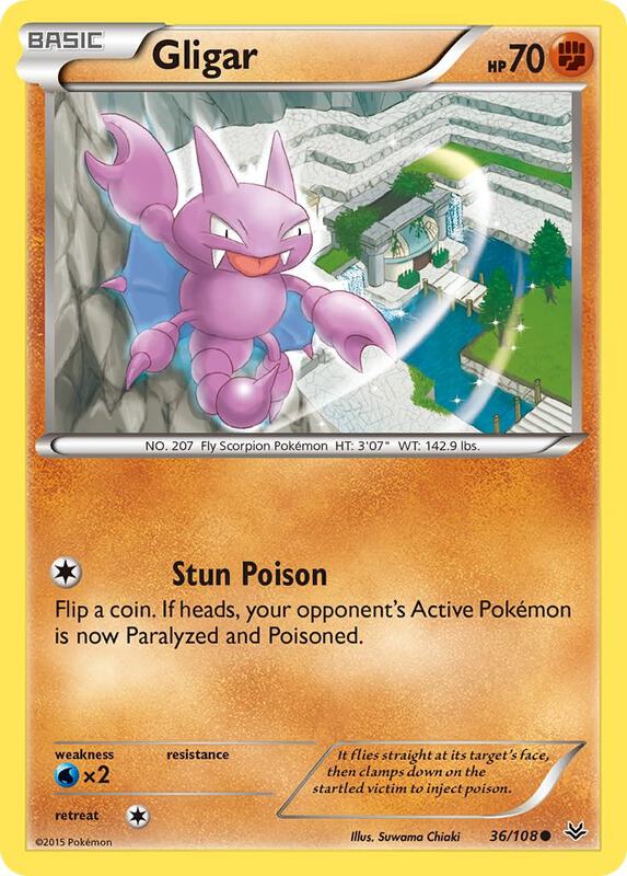 Gligar Pokemon card from XY - Roaring Skies