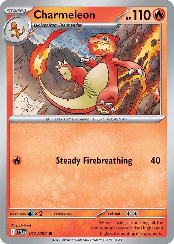 Charmeleon Pokemon card from ME02: Phantasmal Flames