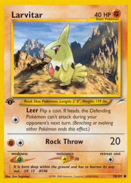 Larvitar Pokemon card from Neo Destiny
