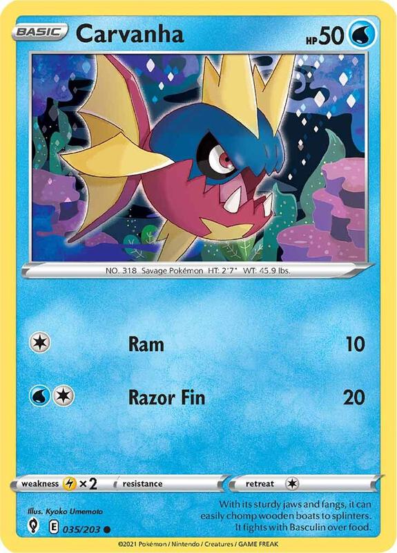 Carvanha Pokemon card from SWSH07: Evolving