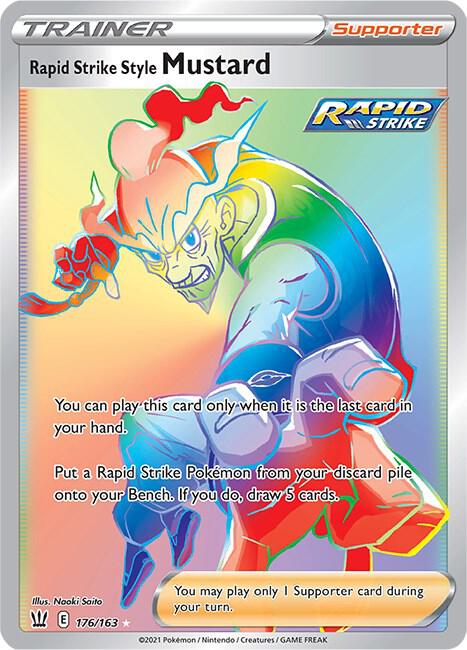 Rapid Strike Style Mustard (Secret) Pokemon card from SWSH05: Battle