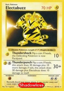 Electabuzz Pokemon card from Base Set
