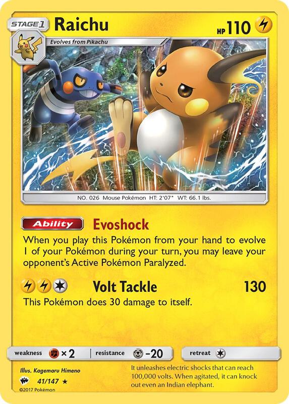 Raichu Pokemon card from SM - Burning Shadows