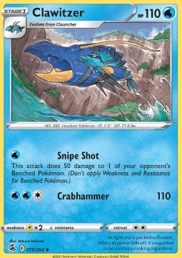 Clawitzer Pokemon card from Fusion Strike