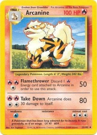Arcanine Pokemon card from Base Set