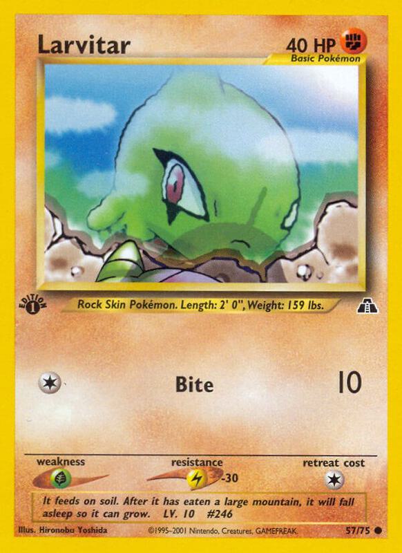 Larvitar Pokemon card from Neo Discovery