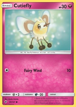 Cutiefly Pokemon card from Burning Shadows