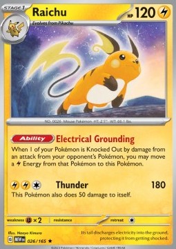 Raichu Pokemon card from 151