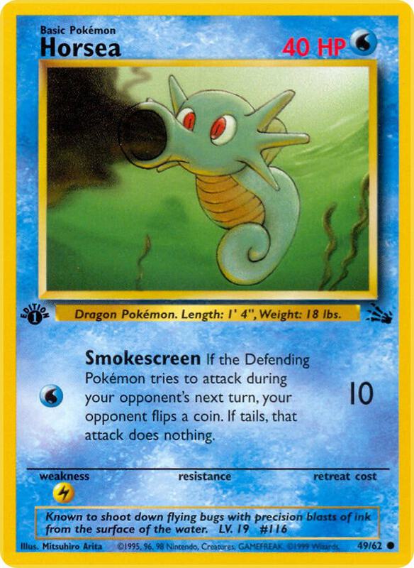 Horsea Pokemon card from Fossil