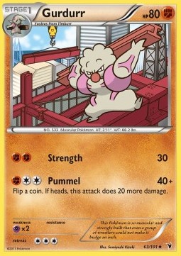 Gurdurr Pokemon card from Noble Victories