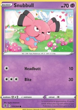 Snubbull Pokemon card from Fusion Strike